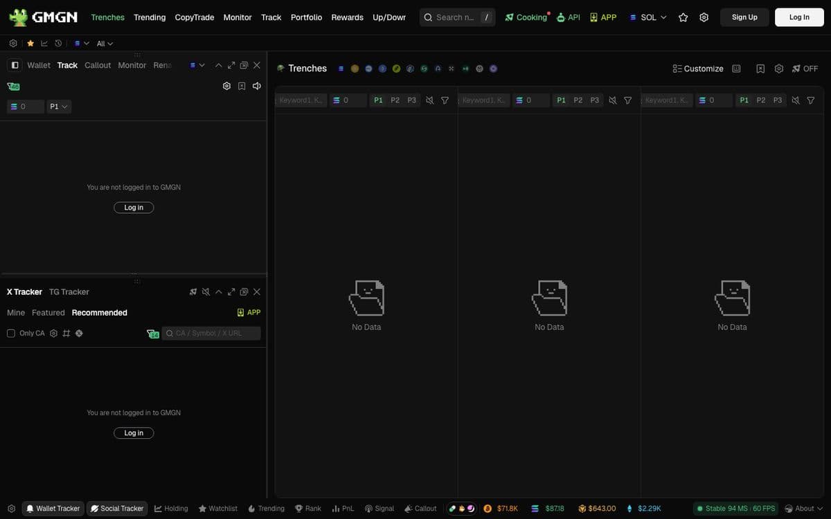 Screenshot of the GMGN web interface