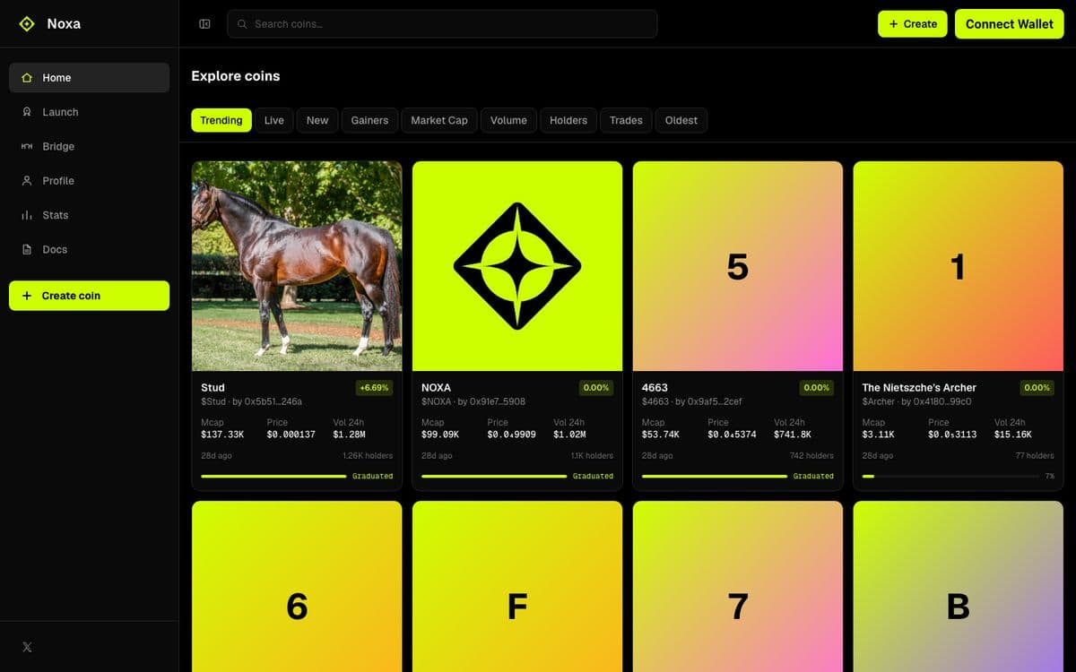 Screenshot of the NOXA Fun web interface